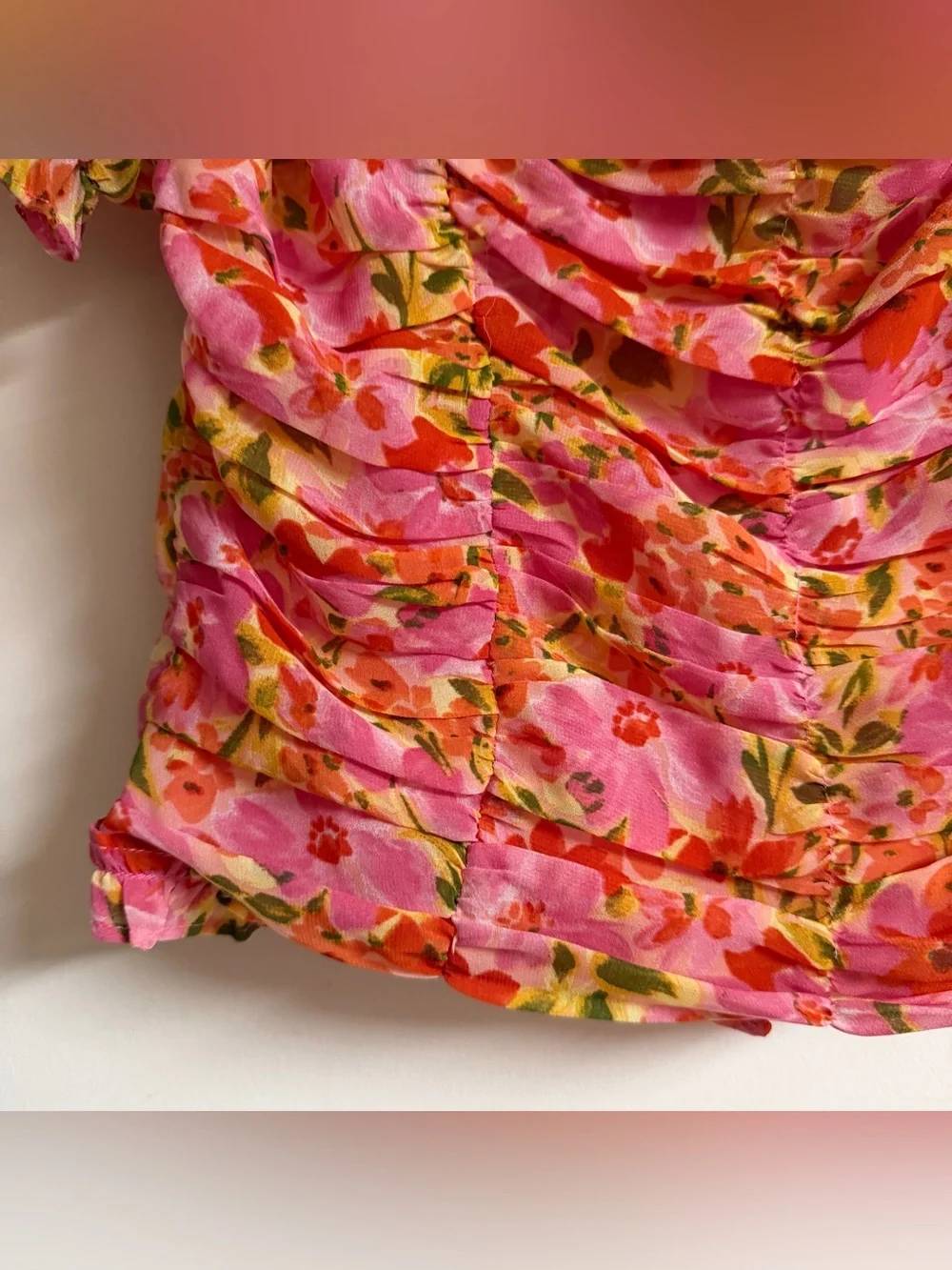 ASTR The Label Floral Ruched Top Size Medium